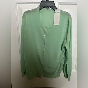 J. Crew L cashmere button top NWT
